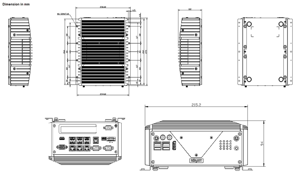 Mechanical Drawing - NexCOBOT NISE 3910 Fanless PC